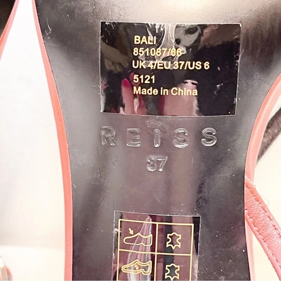 Reiss Bali Leather Strappy Sandal Heel in Coral size 6 - Picture 8 of 8